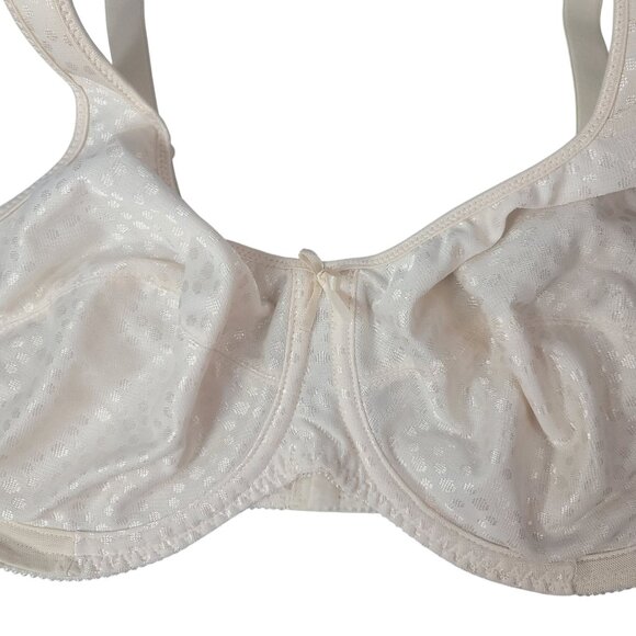 Just My Size Full Coverage Bra Light Beige 44B Adj Unpad Underwire Dots 1963LBB - Picture 3 of 10